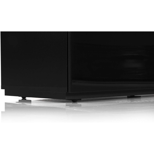 SONOROUS Studio ST-110B Wood and Glass Modern TV Stand with Hidden Wheels for Sizes up to 65" -Black