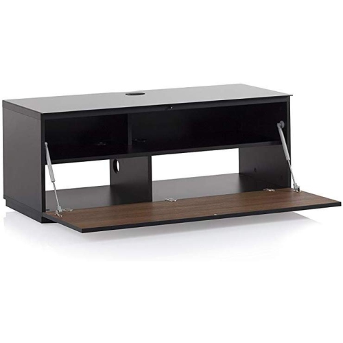 SONOROUS Studio ST-110B Wood and Glass Modern TV Stand with Hidden Wheels for Sizes up to 65" -Black