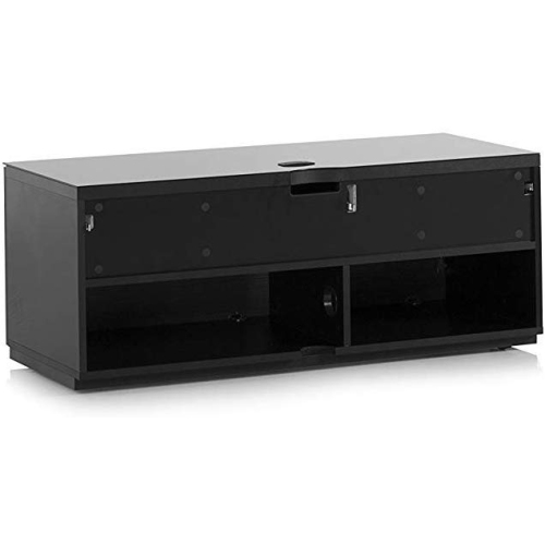 SONOROUS Studio ST-110B Wood and Glass Modern TV Stand with Hidden Wheels for Sizes up to 65" -Black