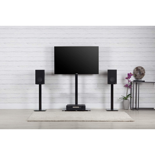 SONOROUS TV Stand PL2800 for Up to 65 Inches TV - Floor Stand TV Bracket - Tempered Glass Base, 45 Degree Swivel - Black