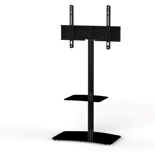 SONOROUS PL-2810 Modern TV Floor Stand Mount/Bracket with Tempered Glass Shelf for Sizes up to 65" -Black
