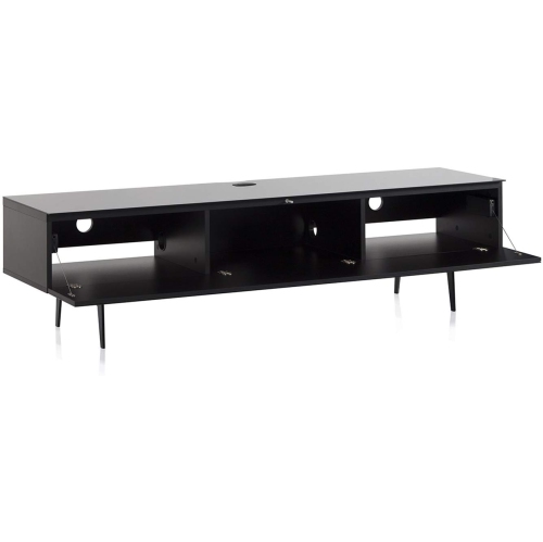 SONOROUS Studio ST-360 Wood and Glass Modern TV Stand with Spike Metal Legs for Sizes up to 75" - Black