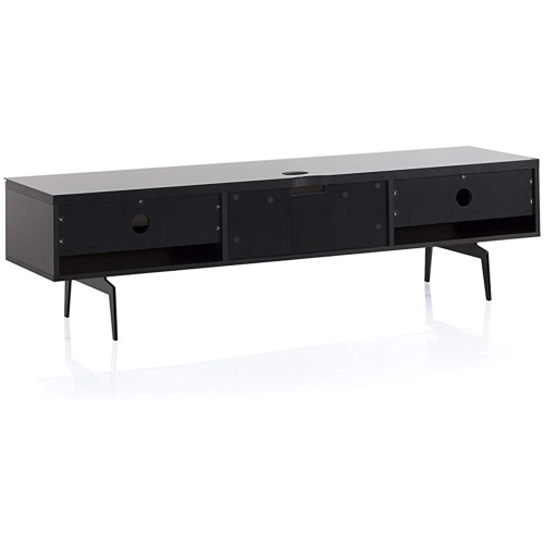 SONOROUS Studio ST-360 Wood and Glass Modern TV Stand with Spike Metal Legs for Sizes up to 75" - Black
