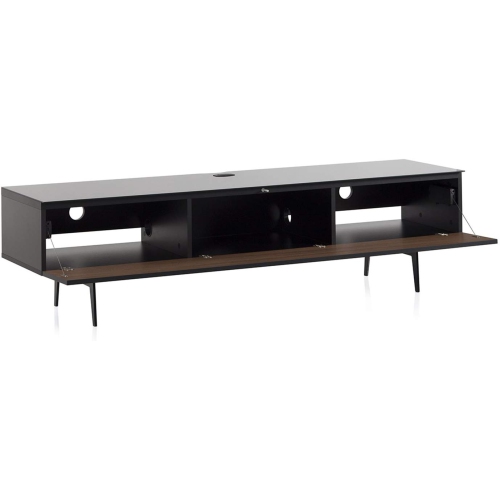 SONOROUS Studio ST-360 Wood and Glass Modern TV Stand with Spike Metal Legs for Sizes up to 75" - Black