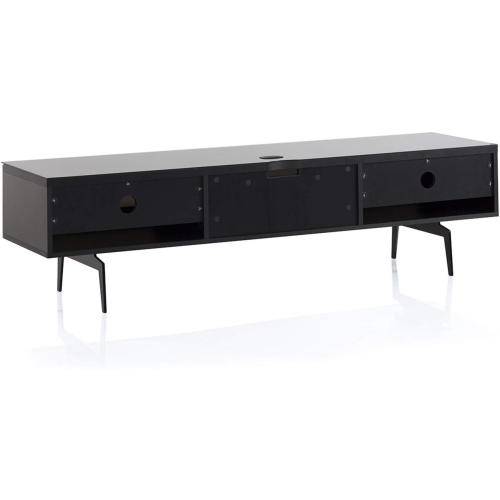 SONOROUS Studio ST-360 Wood and Glass Modern TV Stand with Spike Metal Legs for Sizes up to 75" - Black