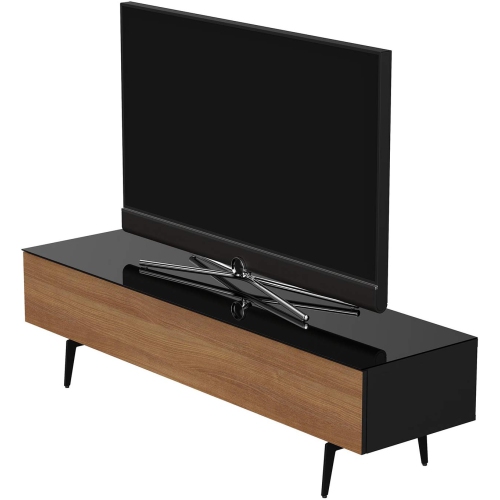 SONOROUS Studio ST-360 Wood and Glass Modern TV Stand with Spike Metal Legs for Sizes up to 75" - Black