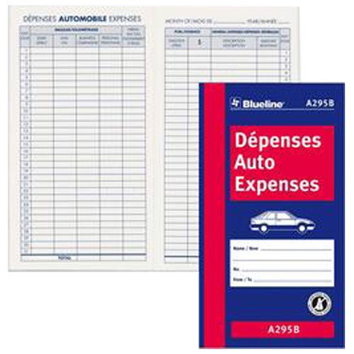 Blueline Bilingual Auto Expense Log Book - 32 Sheet