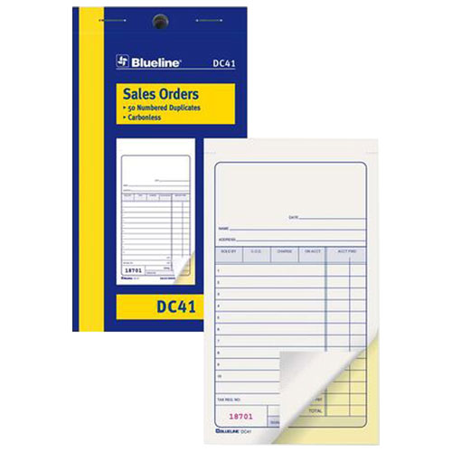 Blueline 3 1/2" x 6 1/2" Sales Order Book - 50 Sheets - Blue Cover