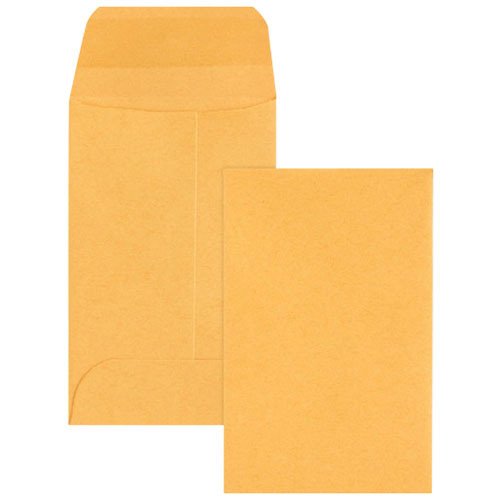 Business Source 2 1/4" x 3 1/2" Small Coin Kraft Envelopes - 500 / Box - Brown Kraft