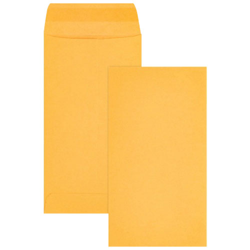 Petites enveloppes pour monnaie en papier kraft 3 1/2 x 6 1/2 po de Business Source - 500/boîte - Papier kraft brun