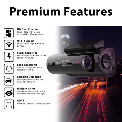 Rexing V3 Basic Front and Cabin 1080P Wi-Fi Dash Cam
