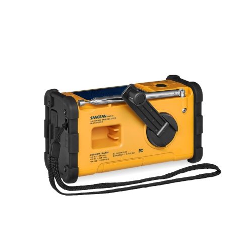 Sangean MMR-88 AM/FM/Weather, Alert Emergency Radio, Solar/Hand Crank/USB/Flashlight, Siren, Smartphone Charger 6.60in. x 4.90in. x 3.95in.