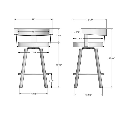 Parker Contemporary Counter Height Barstool - Soft Grey White/Grey
