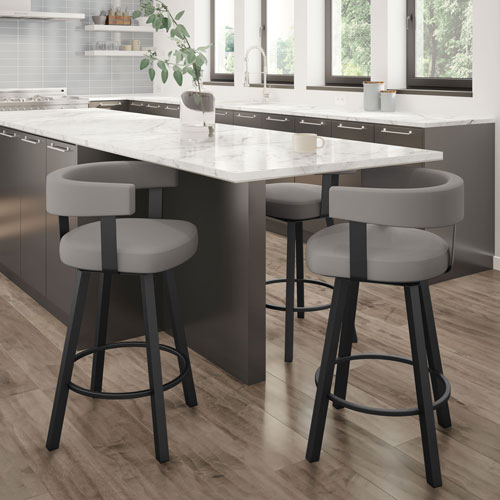 Parker Contemporary Bar Height Barstool - Taupe Grey/Black