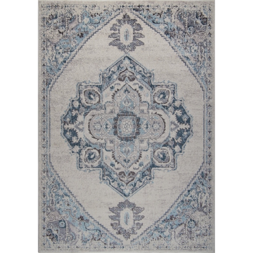 LA DOLE RUGS  Ladole Rugs Miranda Persian Design Traditional Style Ivory Indoor Area Rug Carpet, 5X7 (5'3" X 7'3", 160Cm X 220Cm) In Blue