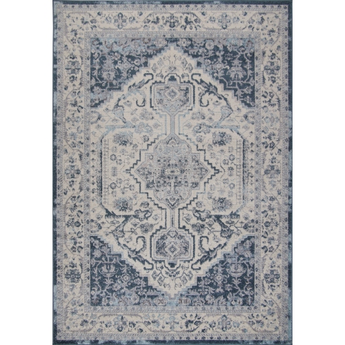 LA DOLE RUGS  Ladole Rugs Lux Cotto Turkish Persian Bordered Indoor Cream Area Rug Carpet, 5X7 (5'3" X 7'3", 160Cm X 220Cm) In Blue