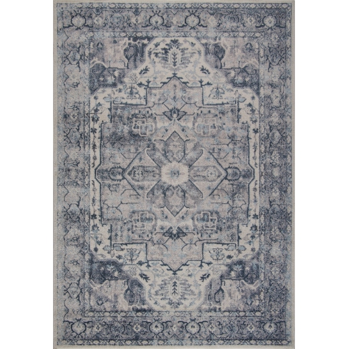 Ladole Rugs Atlantis Persian Design Bordered Style Blue and Grey Indoor Area Rug Carpet, 5x7