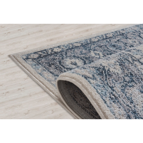 Ladole Rugs Atlantis Persian Design Bordered Style Blue and Grey Indoor Runner Rug Carpet, 3x5
