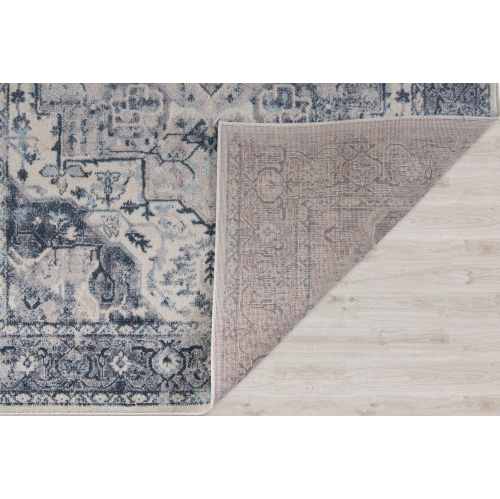 Ladole Rugs Atlantis Persian Design Bordered Style Blue and Grey Indoor Runner Rug Carpet, 3x5