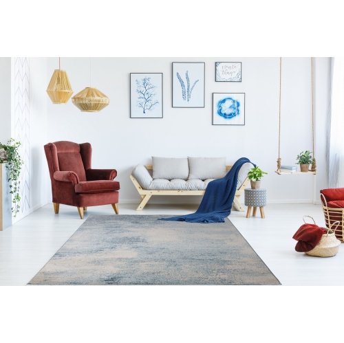 Ladole Rugs Unique Abstract Style Modern Durable Indoor Blue Ivory Rustic Area Rug Carpet, 8x10