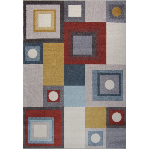 LA DOLE RUGS  Ladole Rugs Ayala Bohemian Geometric Squares & Rounds Multicolor Indoor Area Rug Carpet, 5X7 (5'3" X 7'3", 160Cm X 220Cm)