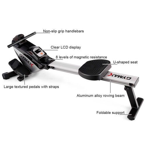Gymax Folding Magnetic Rowing Machine Rower Exercise Cardio Adjustable Resistance