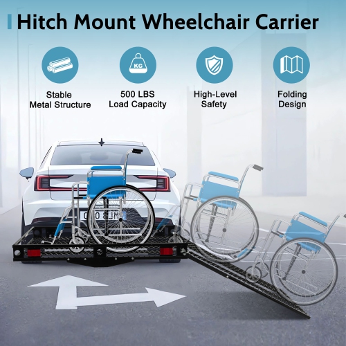 Gymax Folding Electric Wheelchair Hitch Carrier Scooter Loading Ram