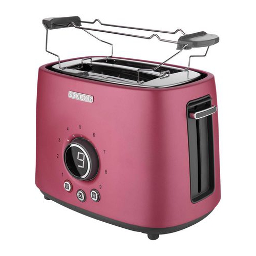 Sencor 2 slice Premium Metallic Toaster with Digital Button and Toaster Rack - Red