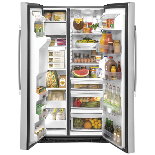 GE 36" 21.8 Cu. Ft. Side-By-Side Refrigerator with Water & Ice Dispenser - Stainless