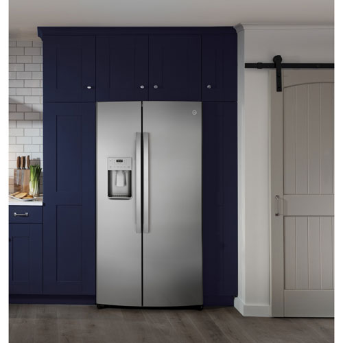 GE 36" 21.8 Cu. Ft. Side-By-Side Refrigerator with Water & Ice Dispenser - Stainless