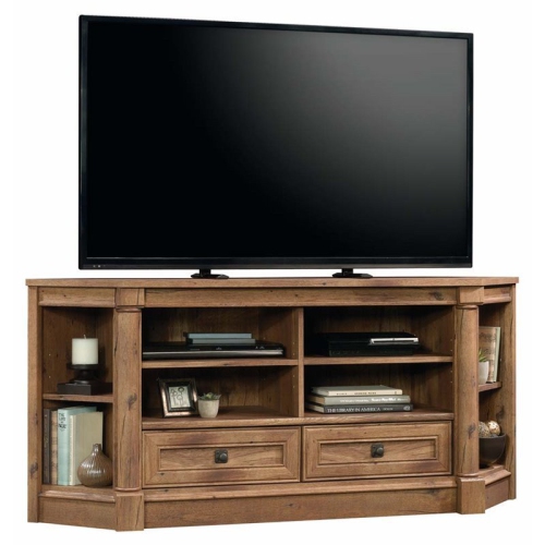 Meuble en coin contemporain en bois d’ingénierie Palladia de Sauder pour téléviseur de 60 po - Chêne rétro