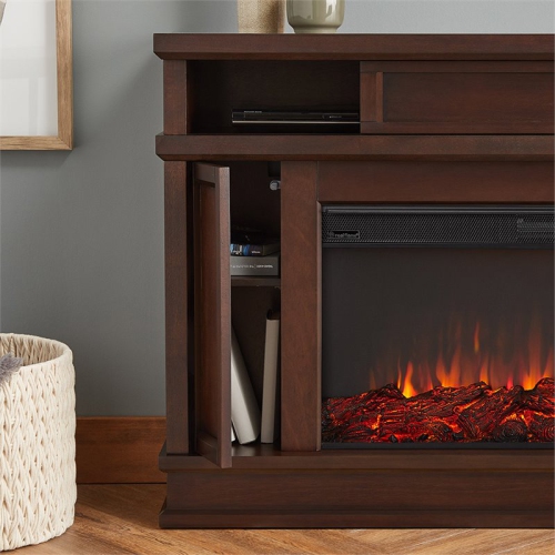 Real Flame Torrey Fireplace TV Stand in Dark Walnut
