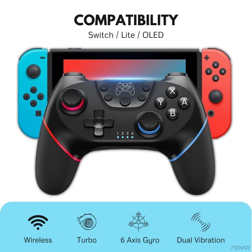 Upgraded Version Wireless Switch & Switch Pro Controller Gamepad Joypad Compatible with Switch/Switch Lite, with Gyro & Gravity Sensor, Dual Shock