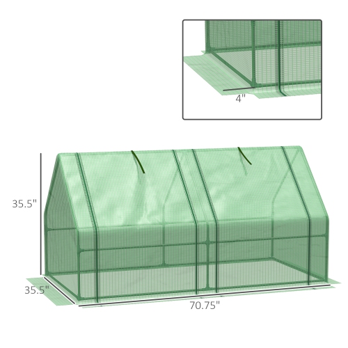 Outsunny 6' x 3' x 3' Portable Tunnel Greenhouse Outdoor Garden Mini with Large Zipper Doors & Water/UV PE Cover Green