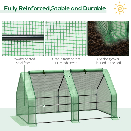 Outsunny 6' x 3' x 3' Portable Tunnel Greenhouse Outdoor Garden Mini with Large Zipper Doors & Water/UV PE Cover Green