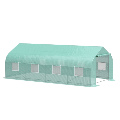 Abri de jardin Outsunny, 20 x 10 x 10 x 10 7&nbsp;pi, maison de chauffe pour plantes d'extérieur avec 2 voie d'ancrage, vert