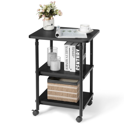 Gymax 3-Tier Rolling Adjustable Printer Cart Storage Rack Home Office