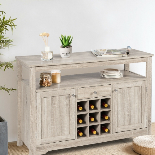 Gymax Buffet Server Sideboard Wine Cabinet Console Table Grey Home