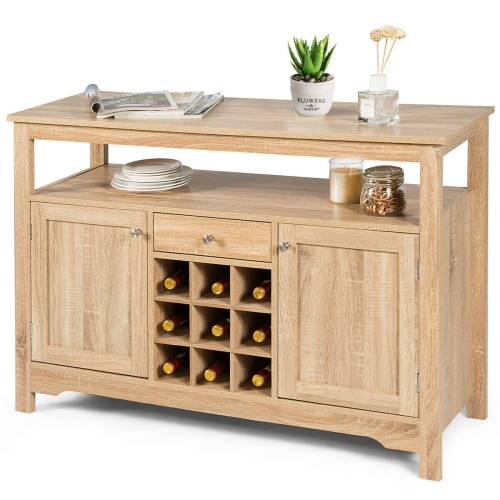 GYMAX  Buffet Server Wine Cabinet Console Table Dining Room Natural