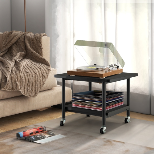 Gymax Printer Stand w/ Storage Under Desk Printer Table w/ 4 Wheels Black