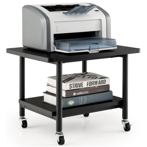 Gymax Printer Stand w/ Storage Under Desk Printer Table w/ 4 Wheels Black