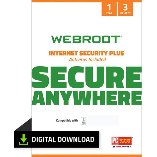 Webroot SecureAnywhere Internet Security Plus - 3 Device - 1 Year - Digital Download