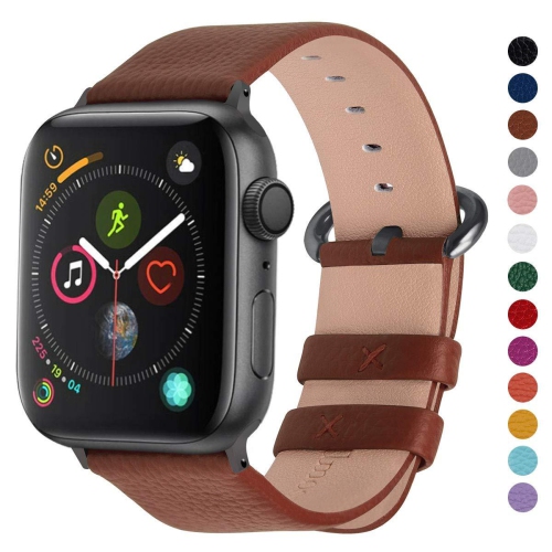Fullmosa Apple Watch Band 42mm 44mm 42mm/44mm, Brown + smoky grey buckle