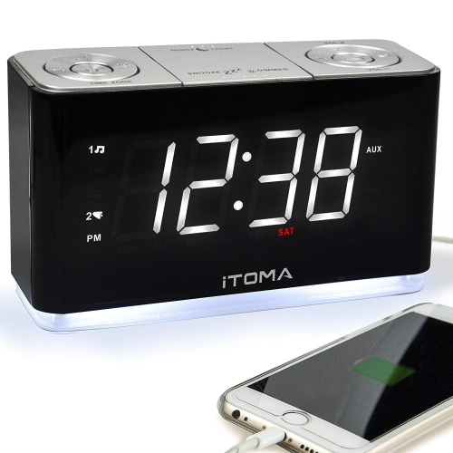 ITOMA  Alarm Clock Radio, Digital Fm Radio, Dual With Snooze, USB Cks507