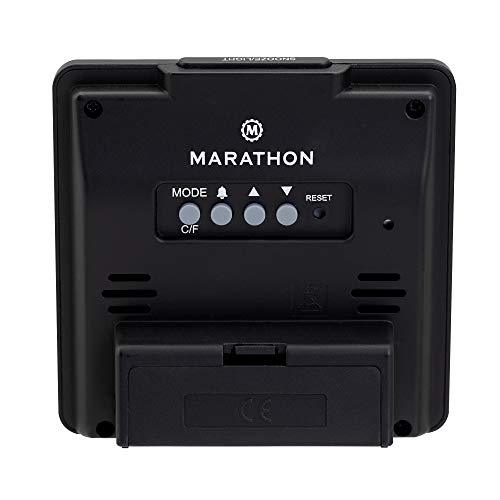 Marathon CL030050BK Digital Alarm Clock with Day, Date, Temperature and Backlight. Color-Black