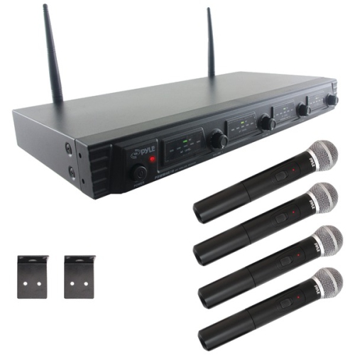 Pyle PDWM4520 UHF Quad-Channel Fixed-Frequency Wireless Microphone System