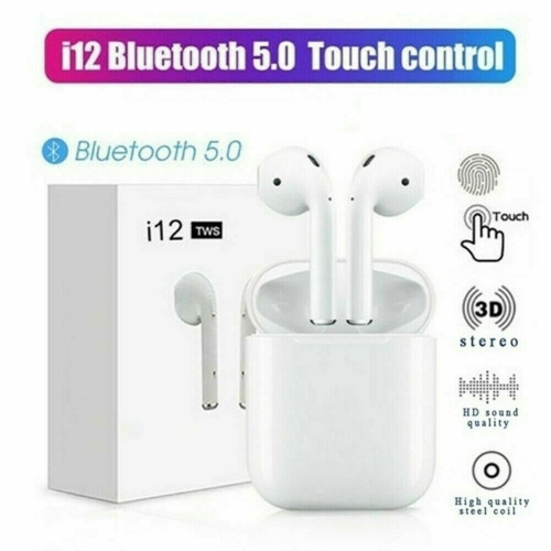 TWS i12 Wireless Bluetooth 5.0 Auto Pairing Touch Control Portable Earphones With Pop Up Window