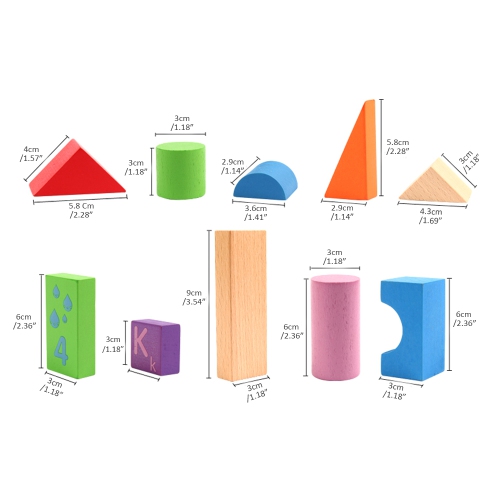 DJ Danjub Wooden Building Blocks Set | 51 PCS Colored Wooden Blocks | ABC Wooden Blocks-