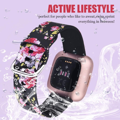 Silicone Straps Compatible with Fitbit Versa, Versa Lite, Versa 2, Versa SE Wristbands Fashion Bracelet Replacement Accessory