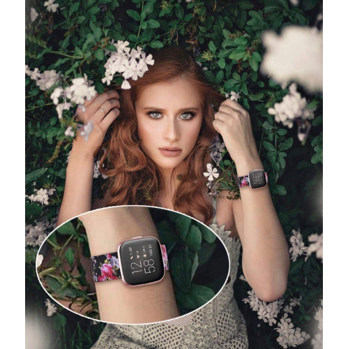 Silicone Straps Compatible with Fitbit Versa, Versa Lite, Versa 2, Versa SE Wristbands Fashion Bracelet Replacement Accessory